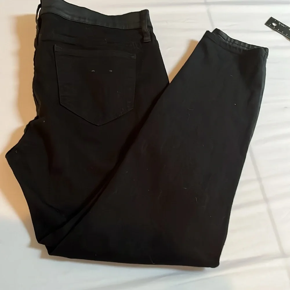 J. Crew size 32 black coated jeans style toothpick back is softer ponte fabric